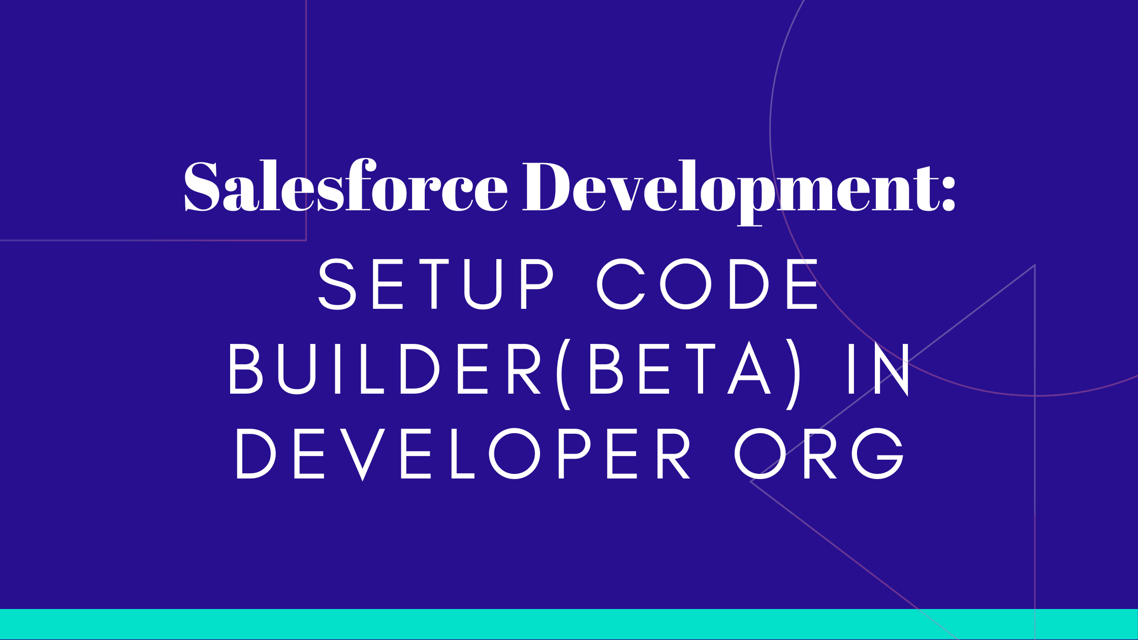 Setup Code Builder(Beta) in Developer Org โก๏ธ
